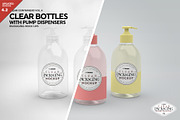 Clear Bottles Pump Dispensers Mockup, a Cups & Container Mockup by INCDesign (Thumbnail 1 of 8)