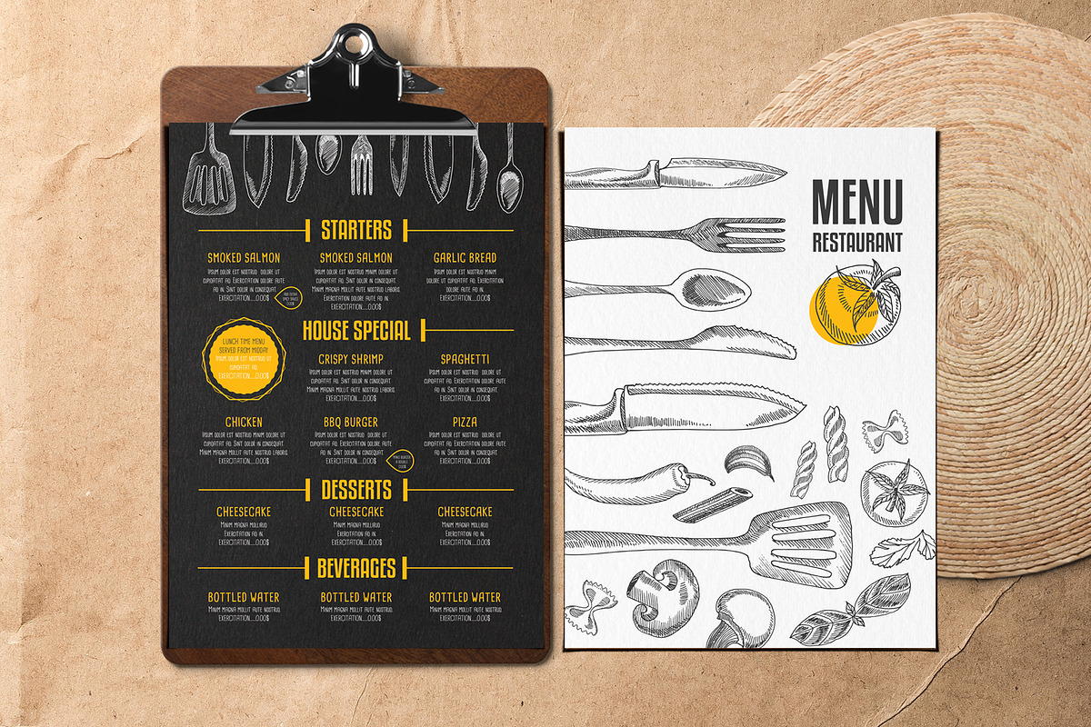 FREE! Trifold + Food Menu Template, a Brochure Template by BarcelonaShop (Photo 2 of 5)