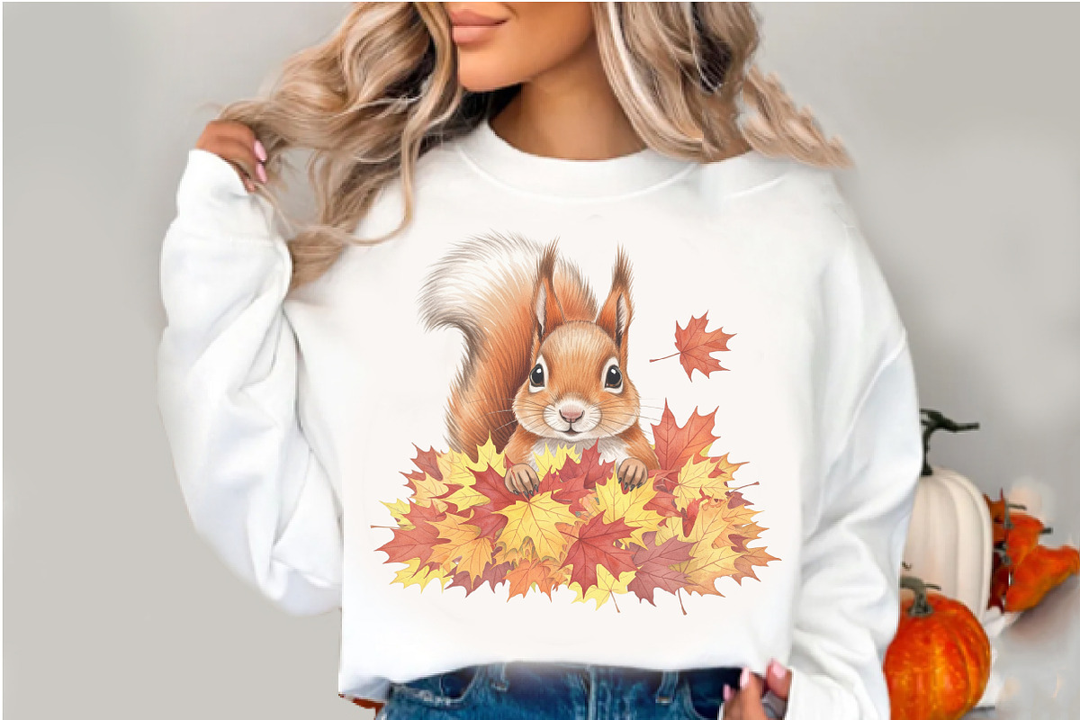 Autumn Squirrel Clipart, an Illustration by Watercolor design (Photo 2 of 5)