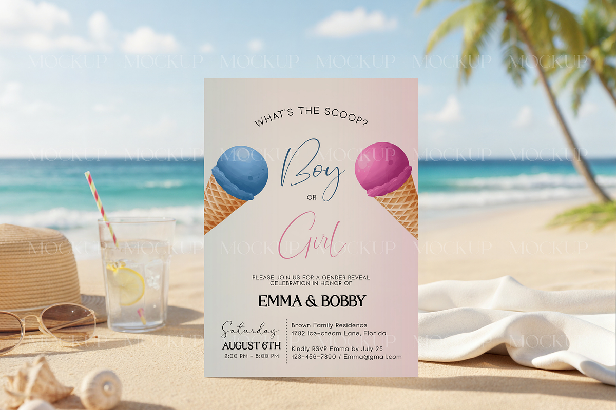 Neutral Summer Invitation Mockup, an Advertising Mockup by MockupWizard (Photo 3 of 3)