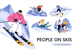 People skiing at ski resort set, a Sport Illustration by Good Studio