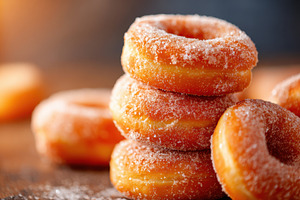 Stack of sugar-coated donuts, a Food & Drink Photo by AlyaAnd