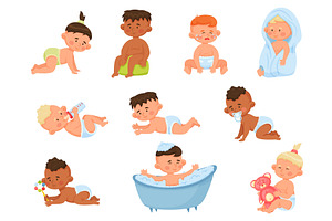 Cartoon Babies, Infants Or Toddlers