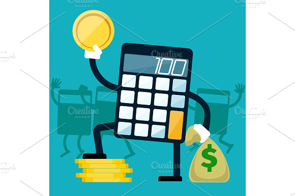 Calculator with golden coin in hand preview 2