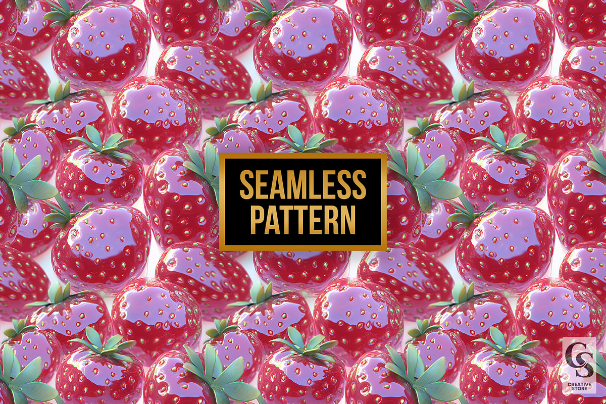 3D Glossy Red Strawberry Patterns, a Pattern Graphic by Creative Store (Photo 4 of 5)