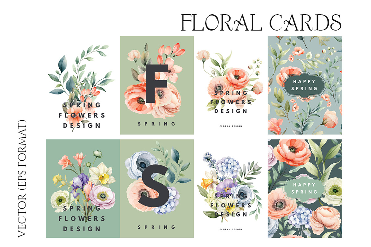 Floral Greeting Cards Templates, a Card Template by Evgeniia (Photo 3 of 4)