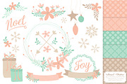 Mint & Peach Wreath Vectors & Papers, an Illustration by Amanda Ilkov (Thumbnail 1 of 5)