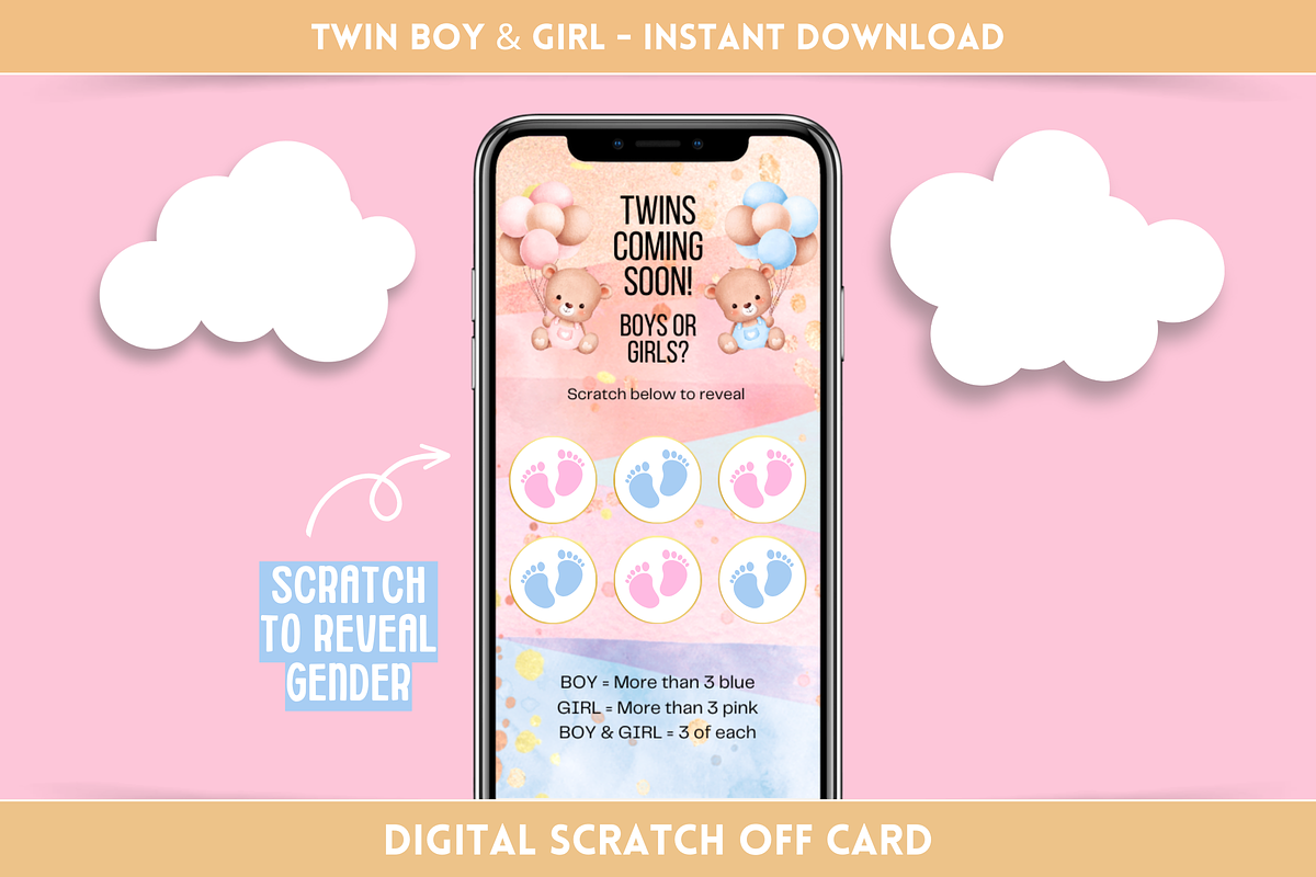 Twin Boy and Girl Gender Reveal, an App Template by SunshineStudioBoutique (Photo 1 of 9)