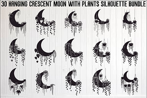 Hanging Moon with Plants Bundle, an Illustration by Designs_River