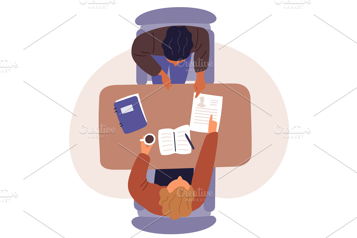 Hiring manager interviews candidate, a Person Illustration by Vectorbuum