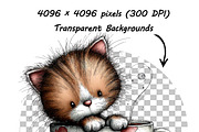 Whimsical Floral Cat Clipart Bundle, an Animal Illustration by one-touch (Thumbnail 18 of 18)