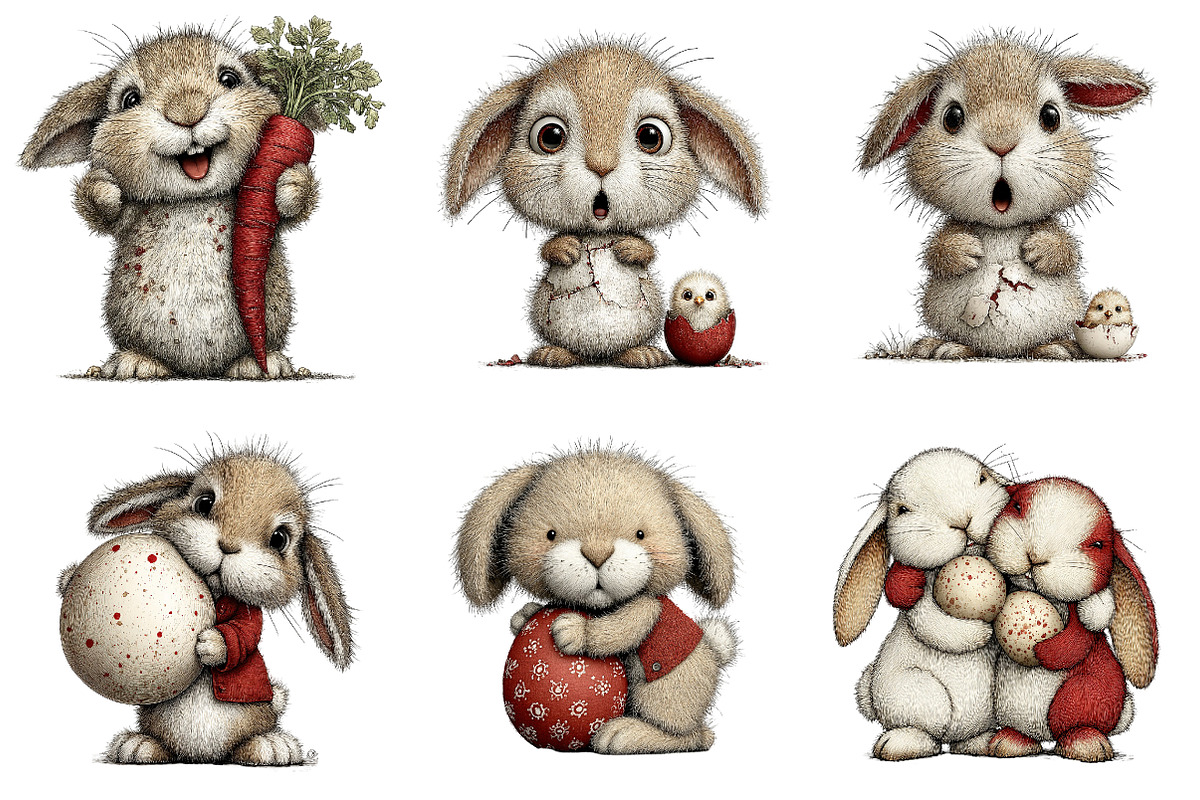 Whimsical Easter Bunny Clipart, an Illustration by CreationArt (Photo 4 of 6)
