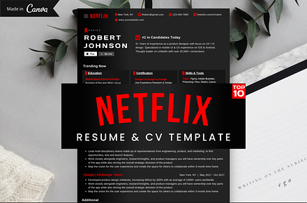 Netflix Resume Template 2023 ATS CV, a Resume Template by SocialMediaTemplate