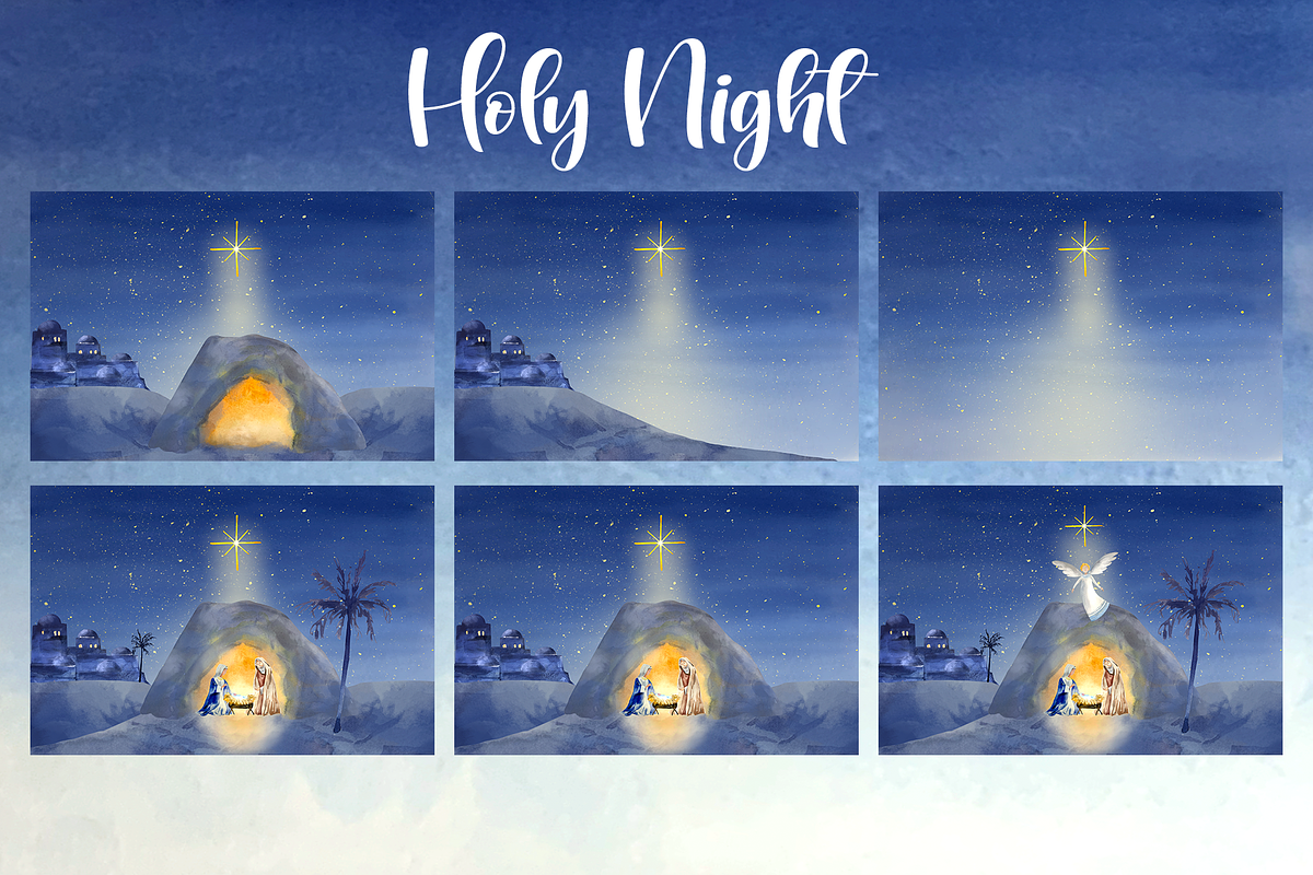Holy Nativity - Watercolor Set, a Seasonal Illustration by Tati Bordiu (Photo 5 of 7)