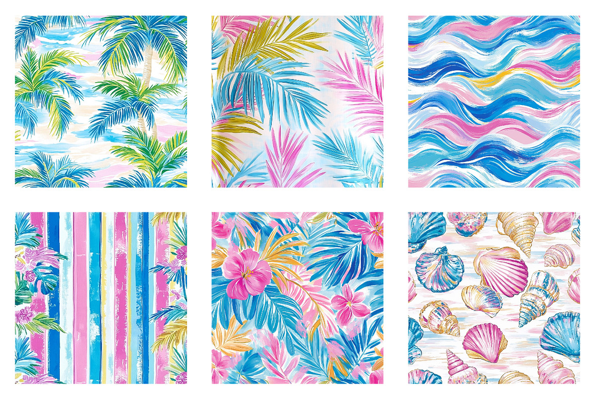 Tropical Beach House Digital Paper, a Texture Illustration by Dream Creation (Photo 2 of 6)