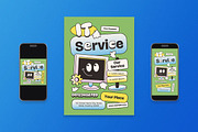 Retro Y2K IT Service Flyer Set, a Flyer Template by Aiyari Graphic (Thumbnail 1 of 3)