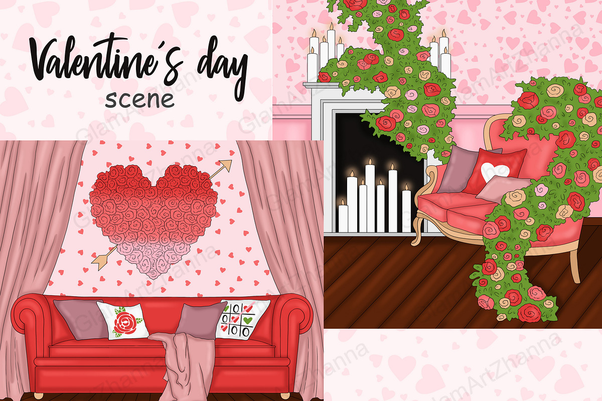 Valentine's Day Scene, a Seasonal Illustration by GlamArtZhanna (Photo 2 of 3)