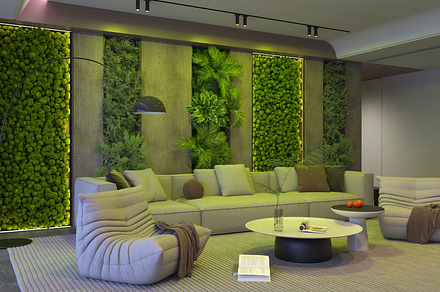 Living Room with Vertical Garden