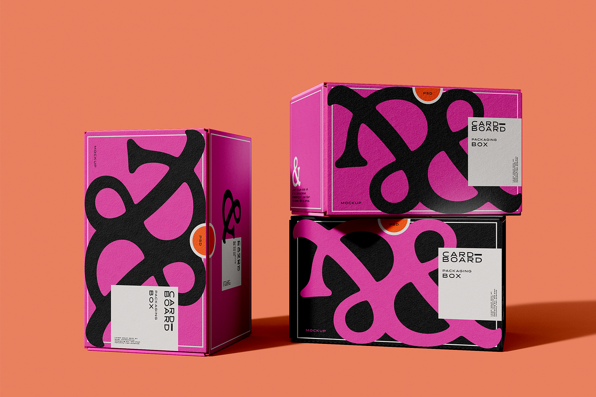 Three Cardboard Boxes Mockup, a Packaging Mockup by Xtrahive
