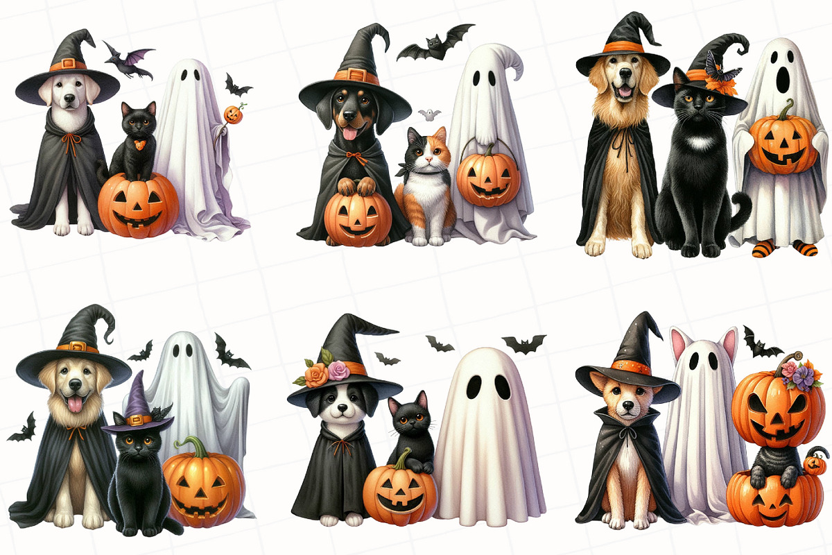 Halloween Dog and Cat Clipart, an Illustration by OK Design (Photo 2 of 5)