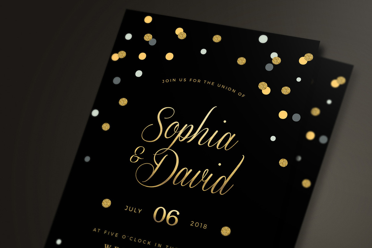 Black & Gold Wedding Invitation, an Invitation Template by Vynetta (Photo 2 of 3)