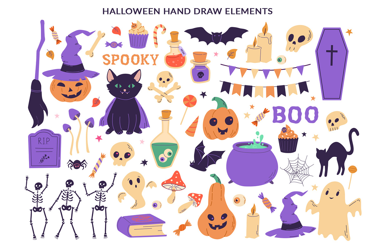 Halloween vector clipart, a Seasonal Illustration by Nadezhda Mikhailova (Photo 4 of 9)