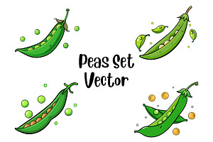 Peas Set Vector, a Food Illustration by Awieee1