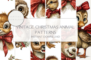 Vintage Christmas animal pattern