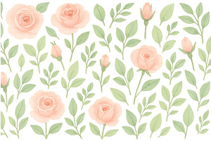 Floral pattern featuring pink roses, an Illustration by ZinetroN