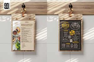 Hanging Wooden Menu Holder Mockup