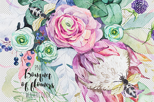 Bouquet of flowers. Watercolor.