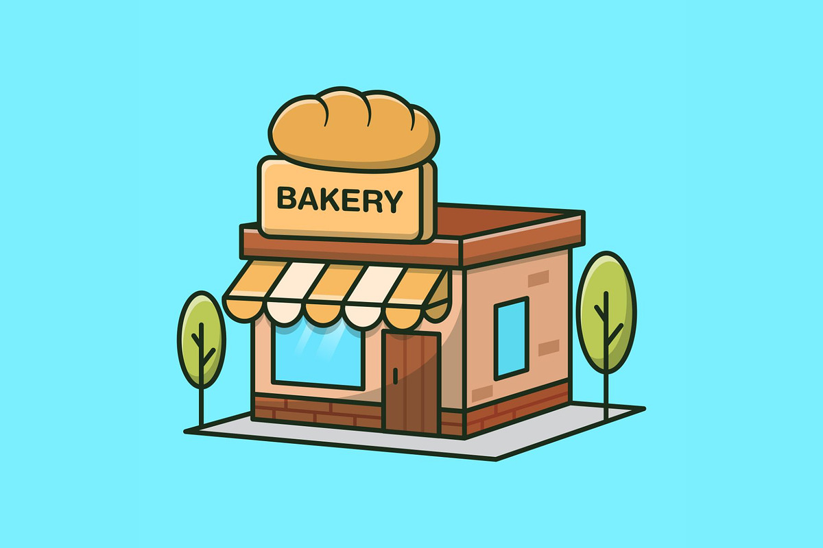 Cartoon Bakery Shop Front Vector, an Object Illustration by Artstorystudio