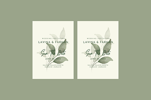 Watercolor Leaves Wedding Invitation