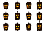 Halloween Pumpkin faces set, an Illustration by CreativeJourney (Thumbnail 3 of 4)