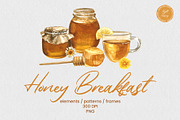 Honey Breakfast Watercolor Bundle, a Food Illustration by foxsong (Thumbnail 1 of 12)
