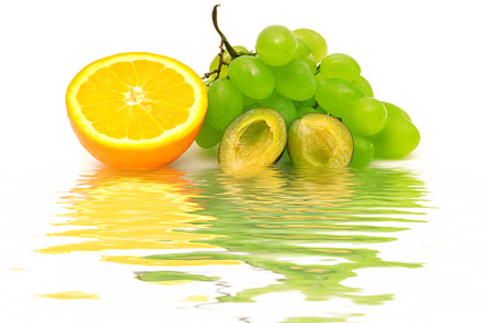 Fresh fruit reflected in water, a Food & Drink Photo by Serg64