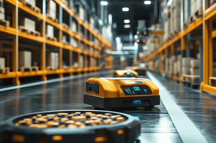 Automated robots transport goods thr, a Background Photo by Pixeness