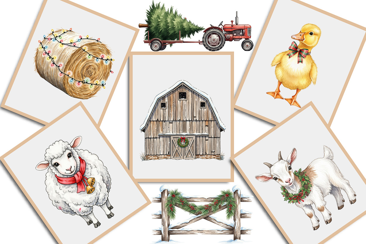 Christmas Farm Clipart Collection, an Illustration by Creative Art (Photo 5 of 9)