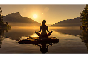 meditation lake yoga ai generated, a Nature Photo by pikepicture