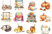 Morning and Fall Clipart, an Illustration by Watercolor design (Thumbnail 2 of 5)