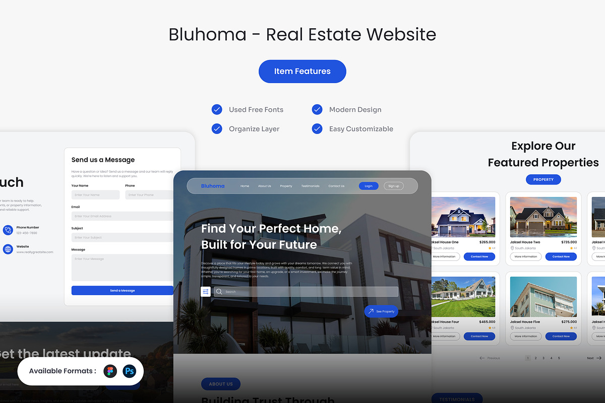 Bluhoma - Real Estate Website, an UI Kit Template by Kmg Design (Photo 1 of 2)