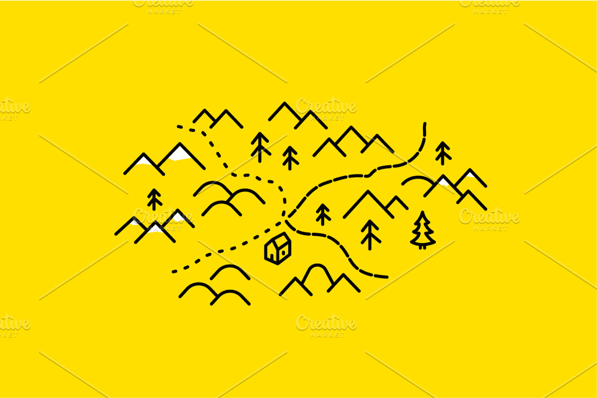 Mountains map, set graphic elements, a Texture Illustration by Ilia Design (Photo 5 of 7)