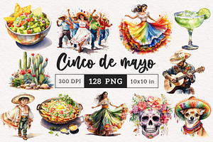 Cinco de Mayo Clipart, a Seasonal Illustration by PaintPixelCo