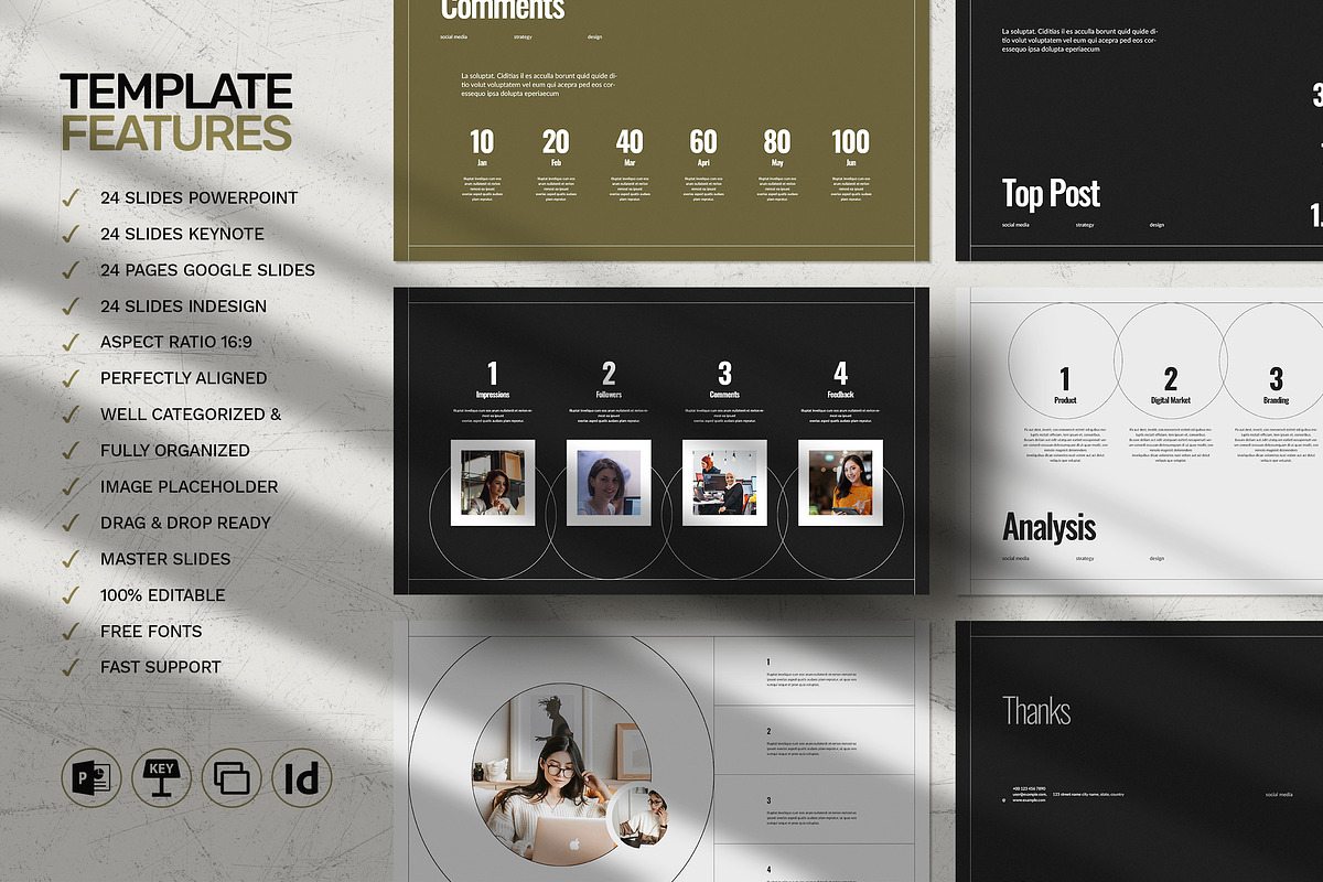 Social Media Strategy Template, a Presentation Template by White Graphic (Photo 2 of 7)