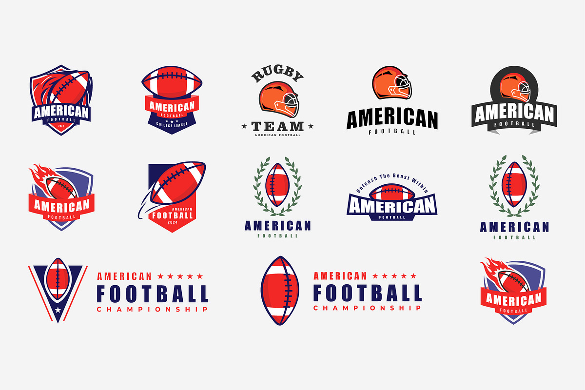 rugby ball logo design bundle set