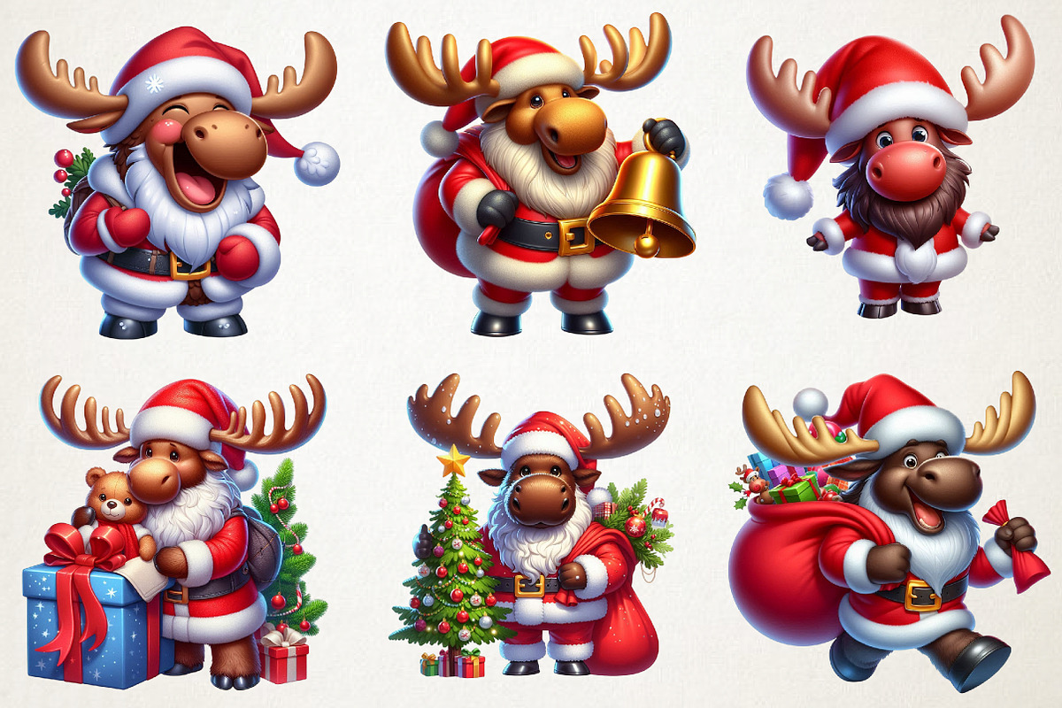 Christmas Santa Moose Clipart, an Illustration by RobertsArt (Photo 7 of 7)