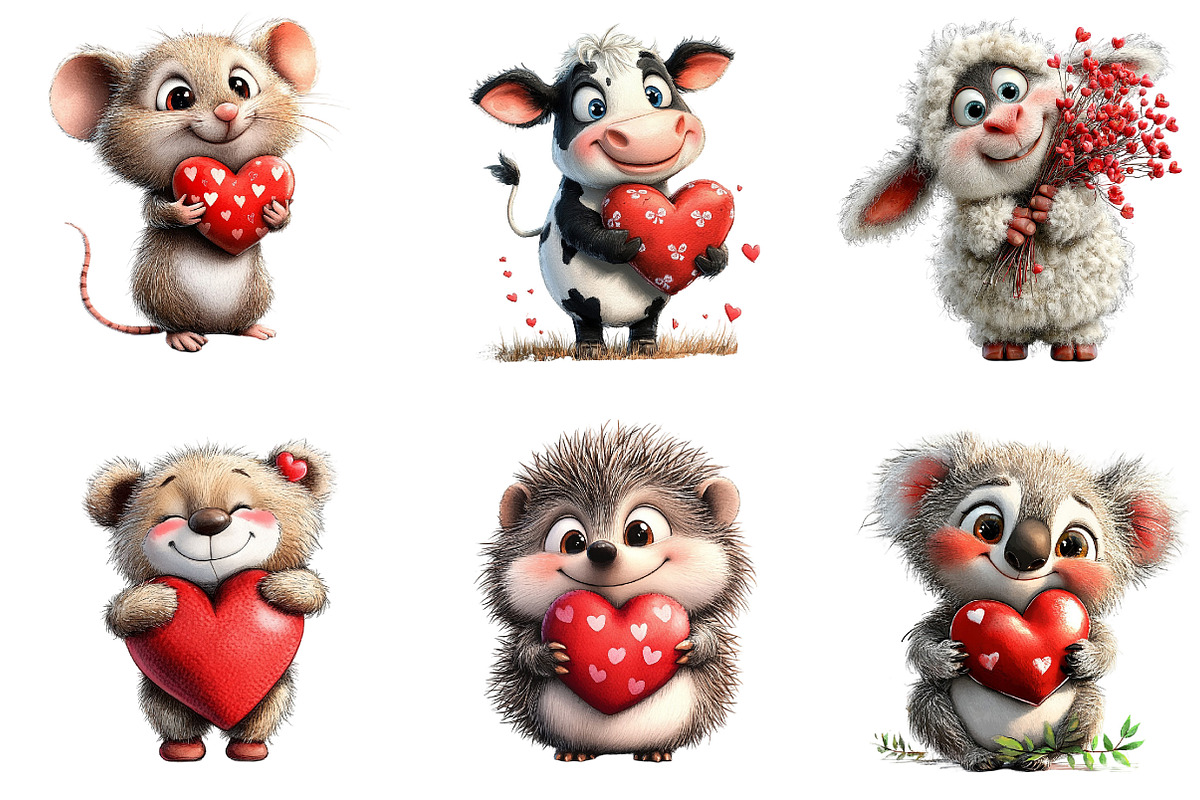 Valentine's Cute Animals Clipart, an Illustration by Dream Creation (Photo 6 of 7)