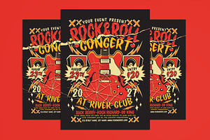 Rock and Roll Music Party, a Flyer Template by Muhamad Iqbal hidayat