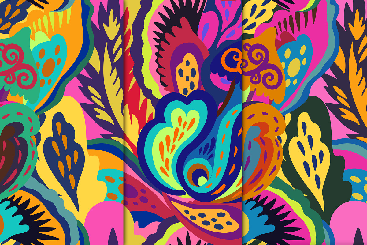 Psychedelic seamless patterns, a Pattern Graphic by Robusta (Photo 3 of 6)