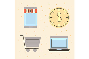 four order online icons, an Object Illustration by studiogstock